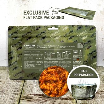 Convar Feldk&uuml;che Convar Ungarischer Nudeltopf mit Rindfleisch (1 Portion) 150 Gramm