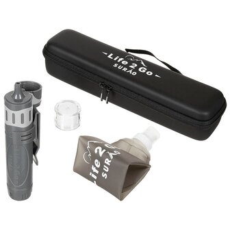 Filtre &agrave; eau compact Surao, Life 2 Go Basic, 0,1 micron, gris