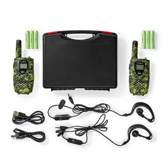 Nedis TK0810 PTT/VOX Walkie-Talkie Set inkl. Headsets, bis zu 8 km, Digital Woodland