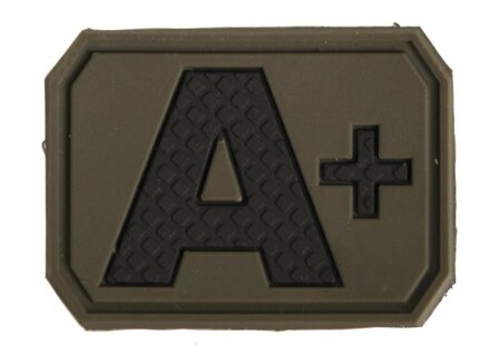 Mil-Tec patch velcro groupe sanguin "A Pos" 3D, vert olive