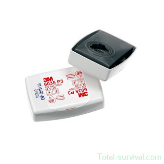 3M 6035 filter P3 (FFP3) EN-143, 2 pi&egrave;ces, a2st ba&iuml;onnette
