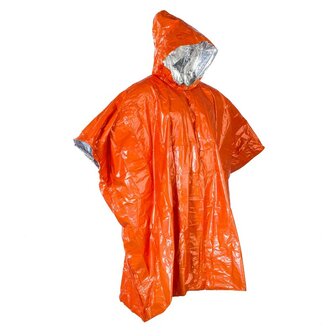 Fox outdoor poncho d'urgence orange avec rev&ecirc;tement en aluminium