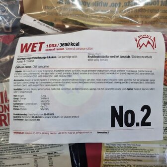 Out Meals MRE V2 Meal Ready-to-Eat 24-uur rantsoen, Menu set 2