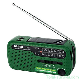 Degen - DE13 noodradio / wereldradio AM/FM/SW met ingebouwde zaklamp en accupack
