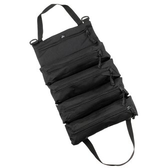 Sac utilitaire MFH Bushcraft enroulable, 5 compartiments, noir