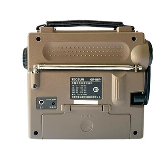 Tecsun Mehrband-Weltradio / Notfallradio AM/FM/SW mit LED-Lampe und Batterie, Kurbelmechanismus, Laub gr&uuml;n