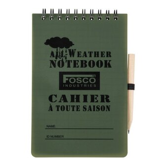 Fosco bloc-notes waterproof A6 avec crayon, vert olive