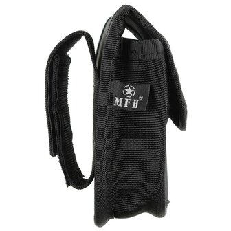 MFH &eacute;tui &agrave; menottes en nylon noir avec boucle de ceinture velcro