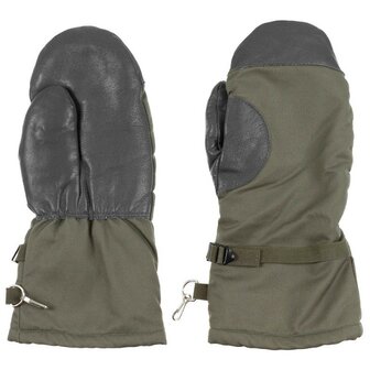 Surgants de la Bundeswehr avec doublure en peluche ECW, avec paume en cuir, vert olive