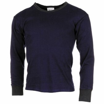 Chemise en coton bleu marine &agrave; manches longues, pour femme