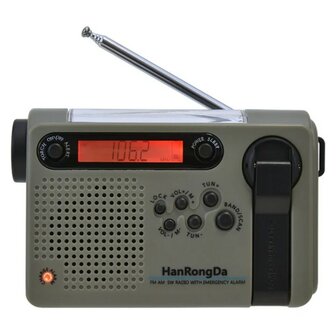 Hanrongda HRD-900 multiband world radio / emergency radio AM/FM/SW, wind-up, Foliage green
