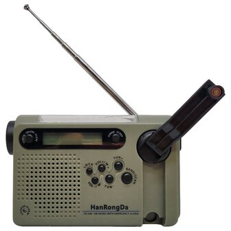 Hanrongda HRD-900 multiband world radio / emergency radio AM/FM/SW, wind-up, Foliage green