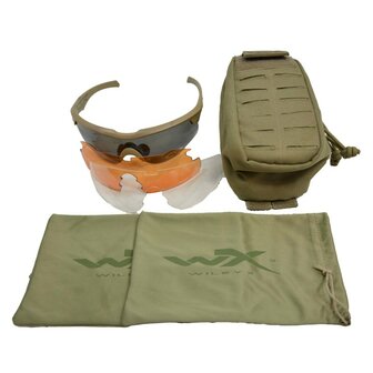 Wiley X WX Rogue Comm Tan Ballistic Safety Glasses with 3 Lenses and Protective Case