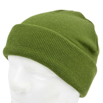 Woolguard bonnet, vert olive, 100% laine, maille fine