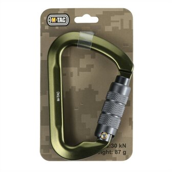 M-Tac mousqueton en aluminium de 10 cm avec verrouillage &agrave; ba&iuml;onnette 30 kN, vert olive