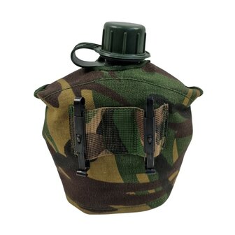 Dutch Army 1QT green water bottle with pouch, Alice clips, woodland DPM