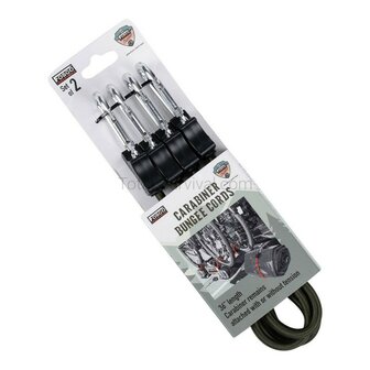 Fosco corde &eacute;lastique 90 cm avec mousquetons, 2 pi&egrave;ces, noir