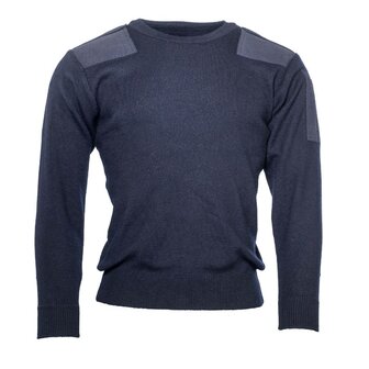 Pull commando de la marine belge en Laine/Acrylique avec col rond, bleu fonc&eacute;