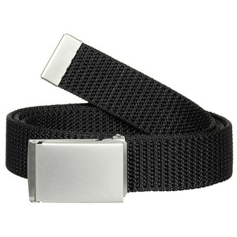 MFH ceinture ext&eacute;rieure en toile noire/argent&eacute;e, 3,2 cm, longueur maximale 130 cm
