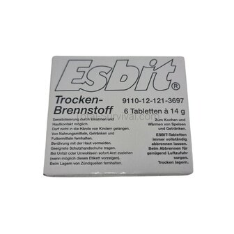 Esbit comprim&eacute;s de combustible solide, 84 g (6 comprim&eacute;s de 14 g)