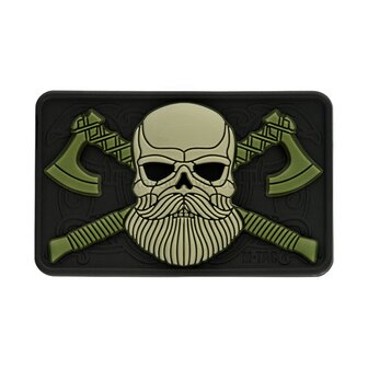 M-Tac velcro patch Bearded skull, 80x50 mm, groen / zwart