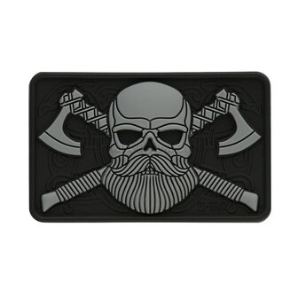 M-Tac velcro patch Bearded skull, 80x50 mm, grijs / zwart