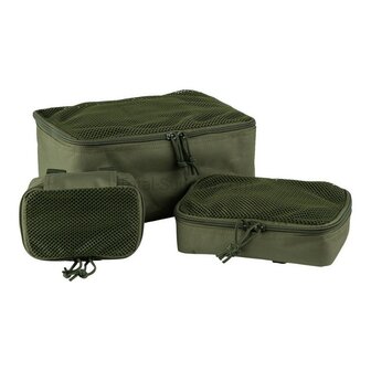 101 Inc Molle Packing Cubes organizers mesh, set van 3 stuks, legergroen