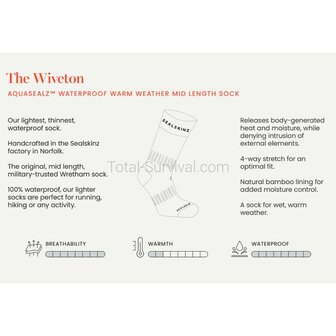 Sealskinz Wiveton Summer Duty waterdichte leger sokken mid hoog, zwart