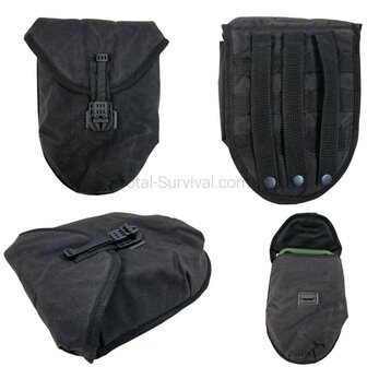 Dutch army Folding shovel / field shovel 3-part large with Molle pouch, black