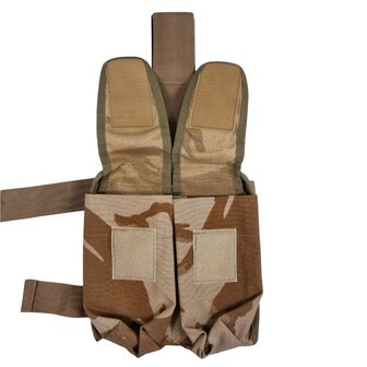 British Army dual magazine pouch with leg attachment, Desert DPM
