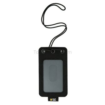 M-Tac tactical badge holder for ID cards with velcro patch and drawstring, black