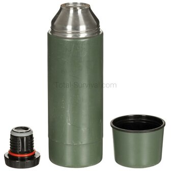 KL landmacht vacu&uuml;m thermosfles staal, 1l, legergroen