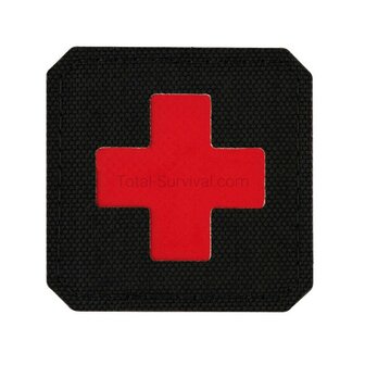 M-Tac Patch Medic Cross Laser Cut, 45 x 45 mm, Zwart / Rood