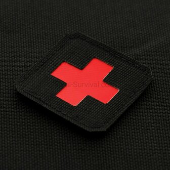 M-Tac Patch Medic Cross Laser Cut, 45 x 45 mm, Zwart / Rood