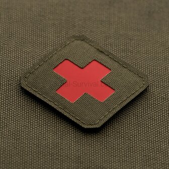 M-Tac Patch Medic Cross Laser Cut, 45 x 45 mm, Ranger green / Rood