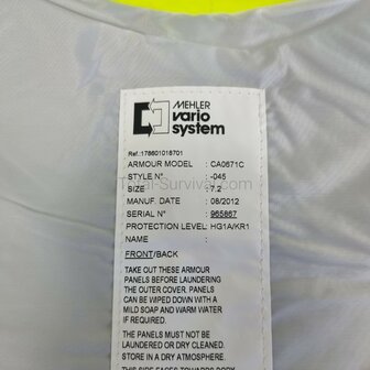 Mehler Vario System soft armor body vest ballistic class HG1A+KR1, size 7.2