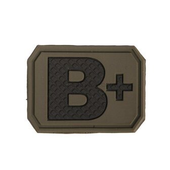 Mil-Tec velcro patch blood group "B Pos" 3D, OD green