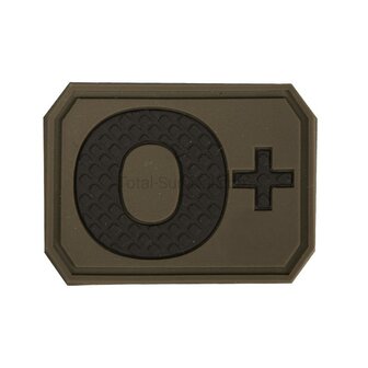 Mil-Tec velcro patch blood group "O Pos" 3D, OD green
