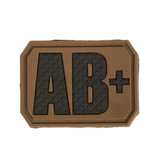 Mil-Tec velcro patch blood group "AB Pos" 3D, dark coyote