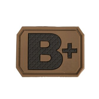 Mil-Tec velcro patch blood group "B Pos" 3D, dark coyote