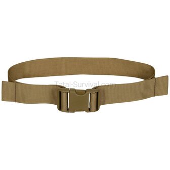 British Virtus packing / compression strap 38mm x 80cm with click closure, Coyote tan