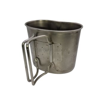 Kantinenbecher der niederl&auml;ndischen Armee, Edelstahl, klappbare Griffe