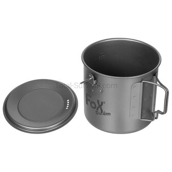 Fox outdoor popote compacte en titane (1,1 l) avec couvercle et poign&eacute;es pliantes