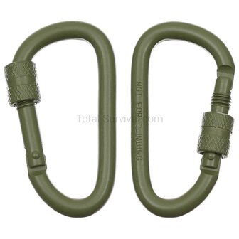 MFH Karabiner, Schraubverschluss, D 6mm x 6cm, 2er Pack, olivgr&uuml;n