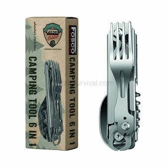 Fosco Camping Tool 6-in-1-Taschenmesser / Besteck-Set