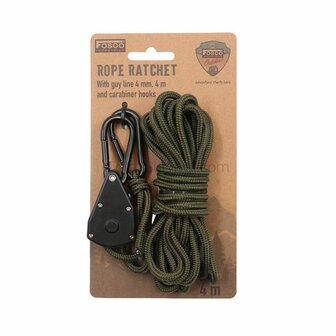 Fosco Spankabel 4 mm, 4 meter met touwratel, legergroen