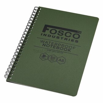 Fosco waterproof notitieboek A5, legergroen