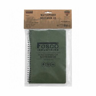 Fosco waterproof notitieboek A5, legergroen