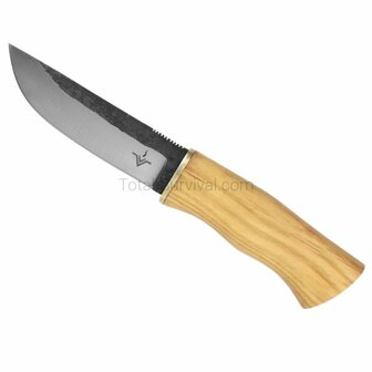 Njord Olam Damast Bushcraftmesser feststehende Klinge mit Palisandergriff