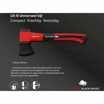 Bison Black Series UX-6 Universal Beil klein, schwarz/rot